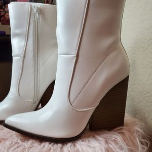 White heeled boots